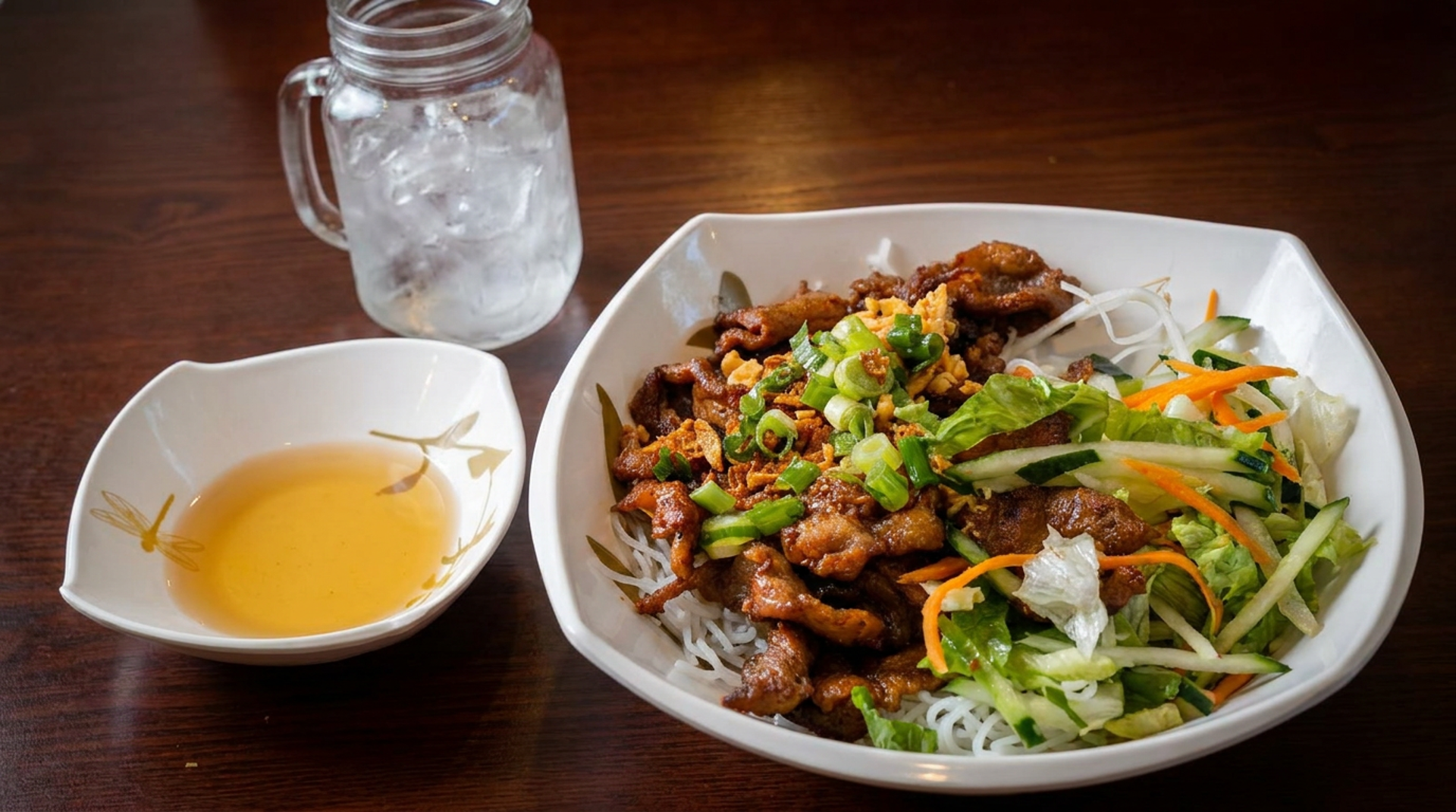 Vermicelli bowl with nuoc cham