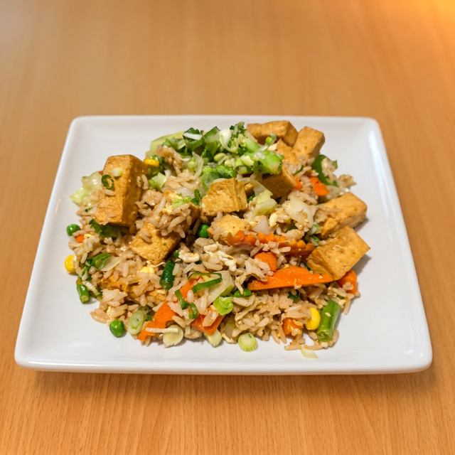 Tofu & Mixed Vegetables Fried Rice.