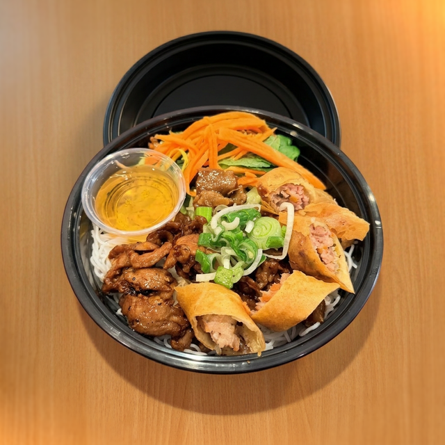 Grilled Pork & Egg Roll Vermicelli Bowl.