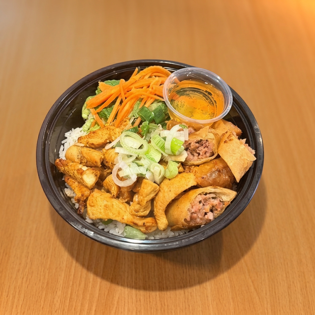 Curry Chicken & Egg Roll Rice Bowl