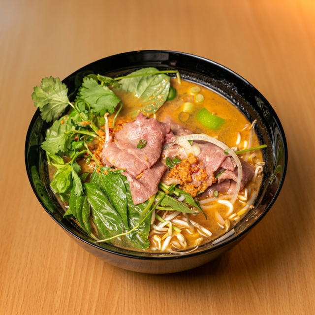 Spicy Sate Rare Sliced Beef Noodle Soup