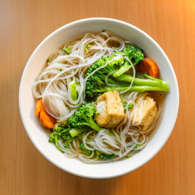 Mixed Veg & Tofu Noodle Soup with Veg Broth