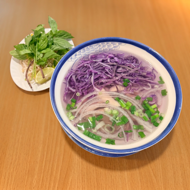 Purple Cabbage Chicken Noodle Soup.